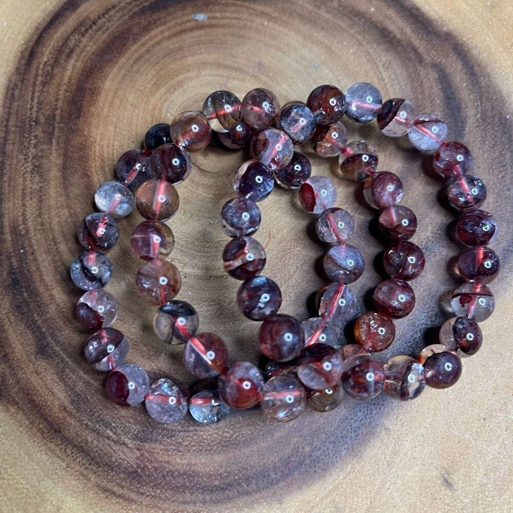 Fire Quartz beaded stretch bracelet ONE NEW reiki meditation crystal healing 8mm